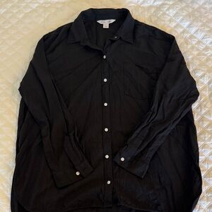 Old Navy Black Collared Shirt with White Buttons